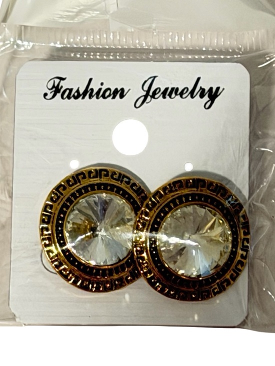 Jewelry - Fashion Jewelry Gold Tone Crystal Medallion Stud Earrings